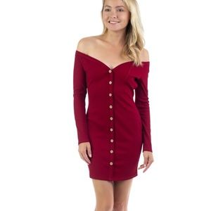 Off Shoulder Ribbed Dress